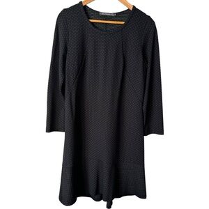 Allison Wonderland Long Sleeve Polka Dot Grey Knee Length Dress Women's Size 8